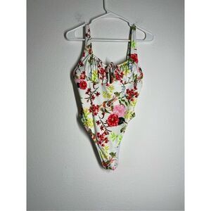 Beach Toy Swimsuit Size L Floral print White Red